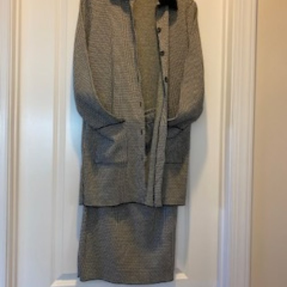 2pc Black & Tan button down Tunic skirt set